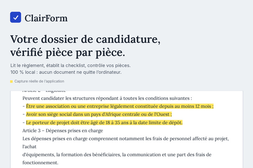 ClairForm – screenshot 1