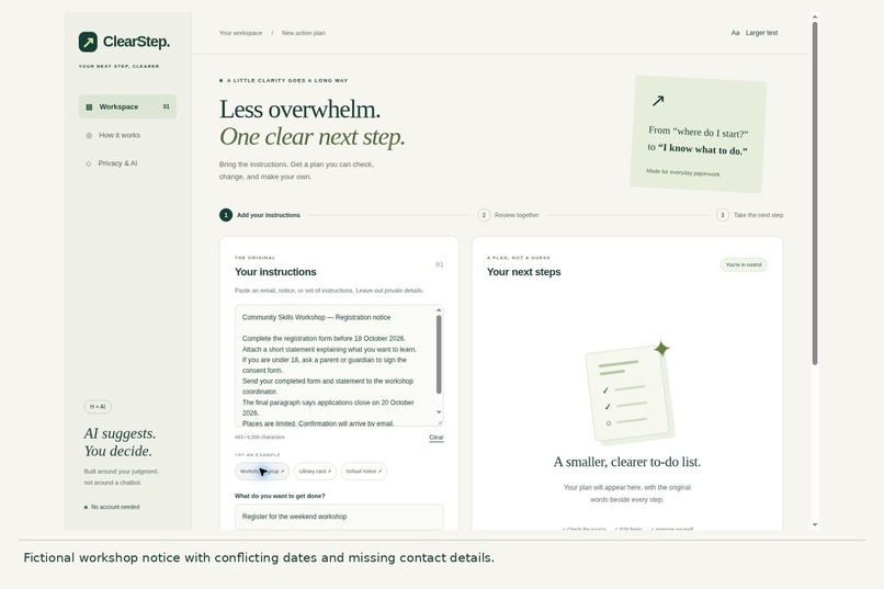 ClearStep: AI suggests. You decide. – screenshot 1
