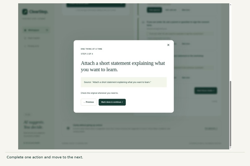 ClearStep: AI suggests. You decide. – screenshot 2