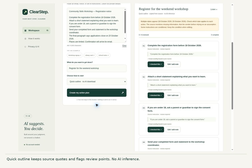 ClearStep: AI suggests. You decide. – screenshot 5