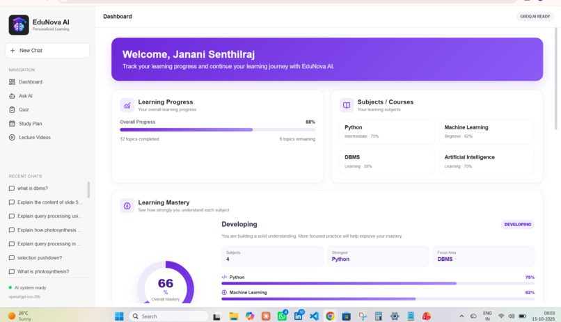 EduNova AI – Smart Personalized Learning Assistant – screenshot 1