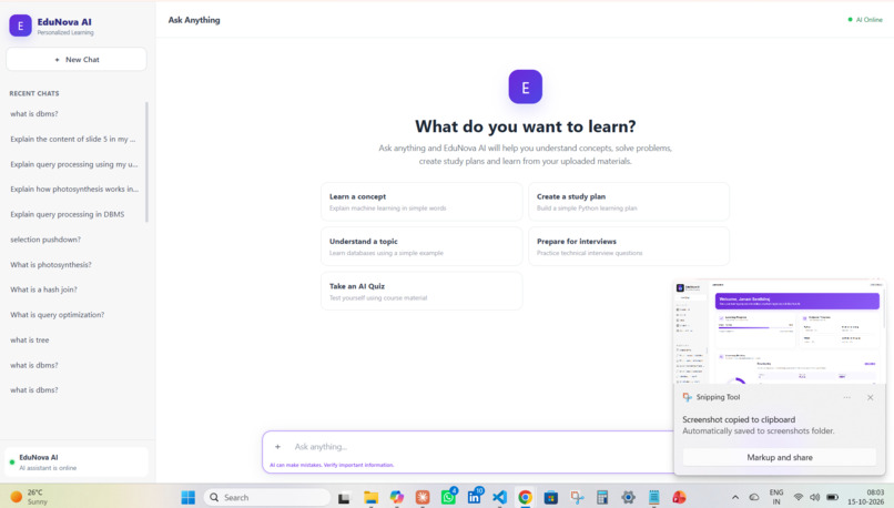 EduNova AI – Smart Personalized Learning Assistant – screenshot 2