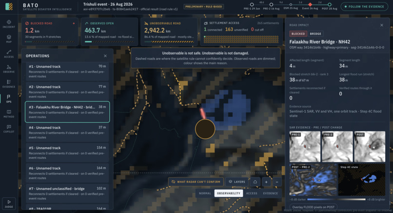 BATO – Satellite Road-Access Intelligence for Floods – screenshot 1