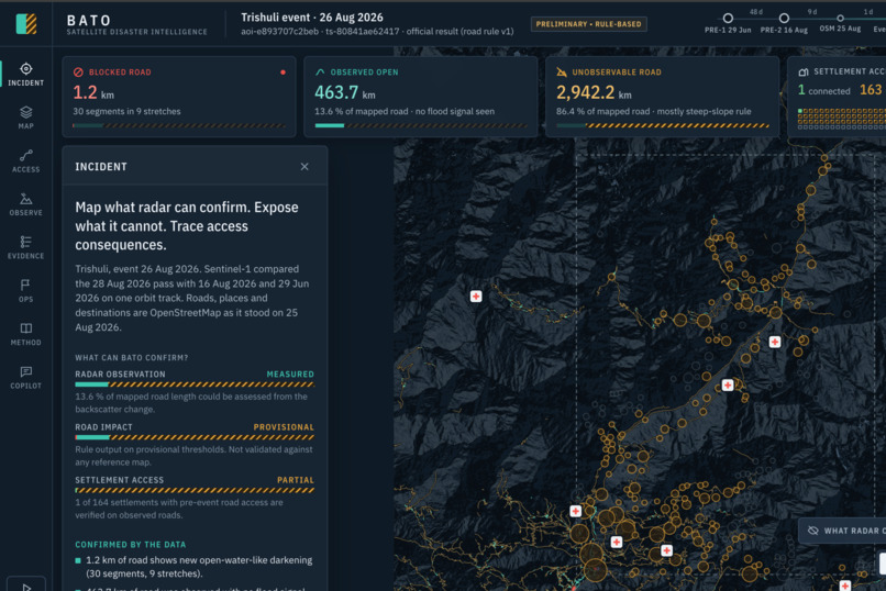 BATO – Satellite Road-Access Intelligence for Floods – screenshot 4