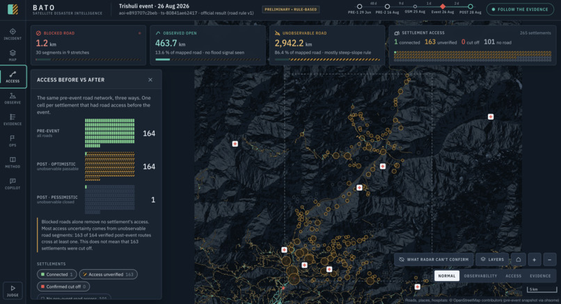 BATO – Satellite Road-Access Intelligence for Floods – screenshot 5
