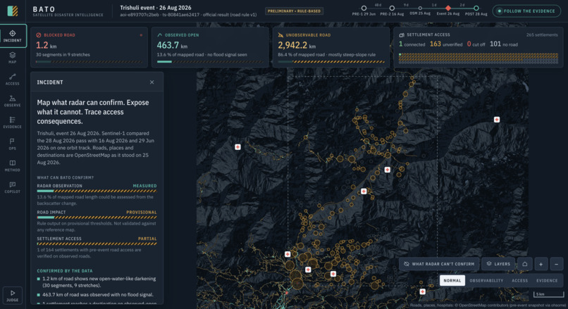 BATO – Satellite Road-Access Intelligence for Floods – screenshot 6