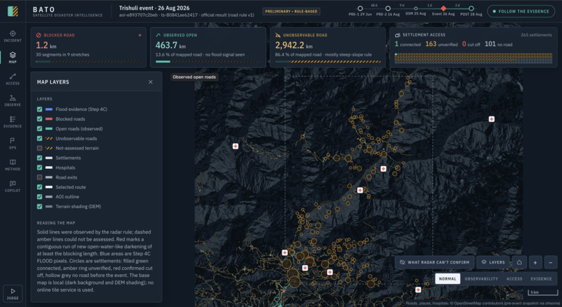 BATO – Satellite Road-Access Intelligence for Floods – screenshot 7