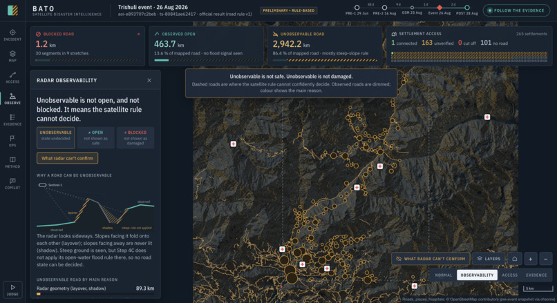 BATO – Satellite Road-Access Intelligence for Floods – screenshot 8
