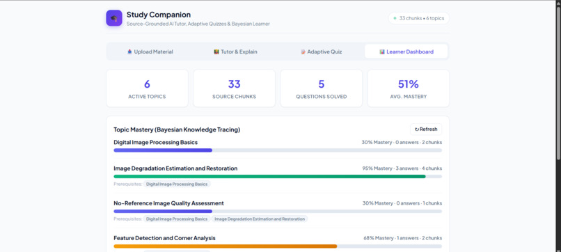 StudyMentor: A Source-Grounded Adaptive Study Companion – screenshot 2