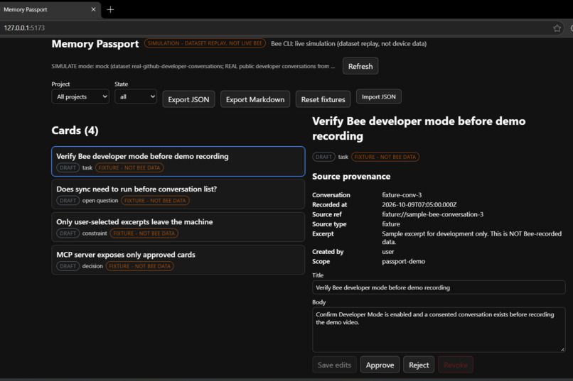 Memory Passport for Developers – screenshot 2