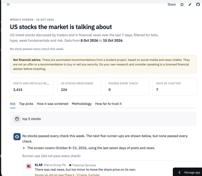 Equities Filter – screenshot 2