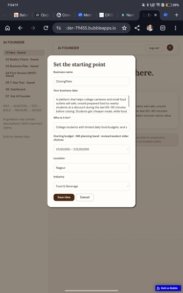 AI founder  – screenshot 2