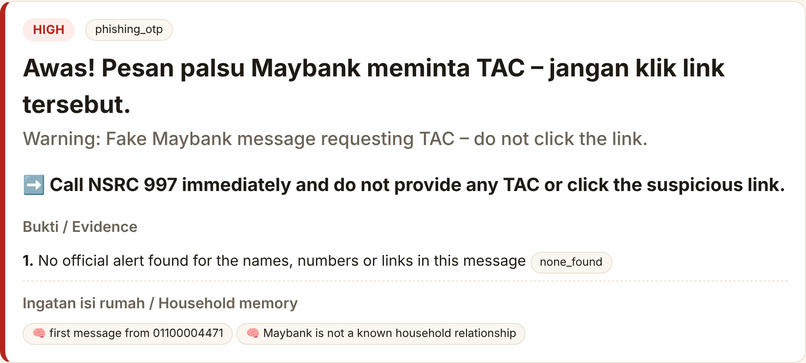 Jaga: a scam guardian that verifies before it warns – screenshot 3
