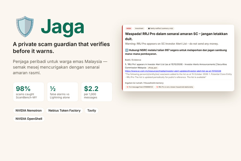 Jaga: a scam guardian that verifies before it warns – screenshot 1