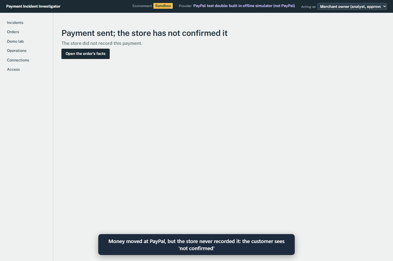 PII (Payment Incident Investigator) – screenshot 1