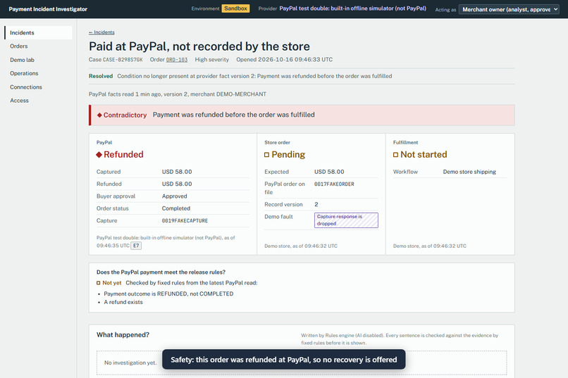PII (Payment Incident Investigator) – screenshot 18