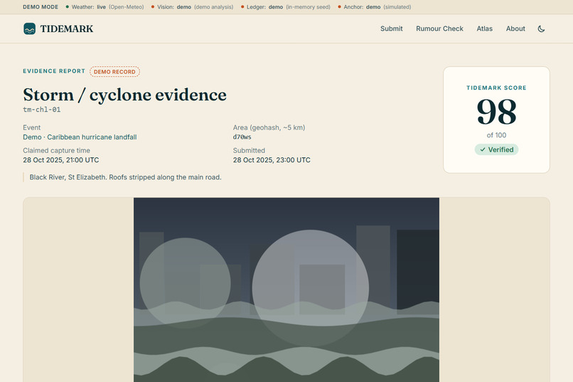 TIDEMARK — Physics-Checked Disaster Evidence – screenshot 2