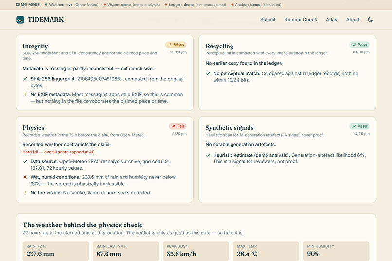 TIDEMARK — Physics-Checked Disaster Evidence – screenshot 6