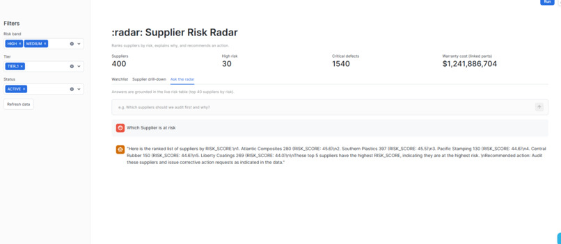 Supplier Risk Radar – screenshot 1