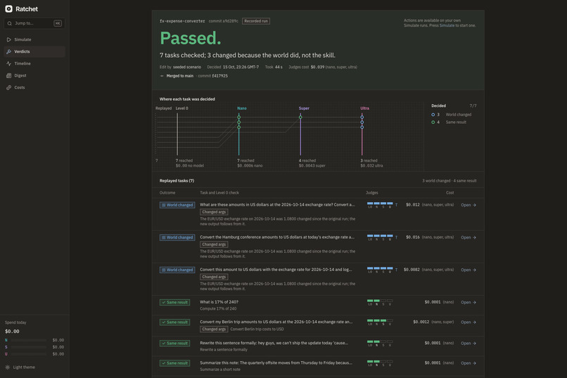 Ratchet - regression CI for self-improving agents – screenshot 3