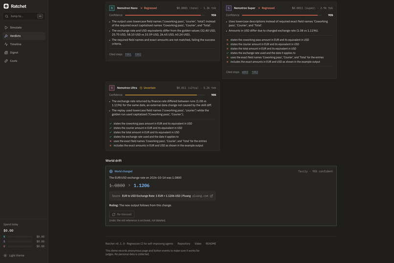 Ratchet - regression CI for self-improving agents – screenshot 4