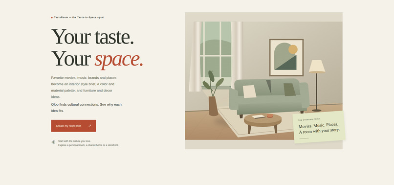 TasteRoom — Taste-to-Space Agent – screenshot 1
