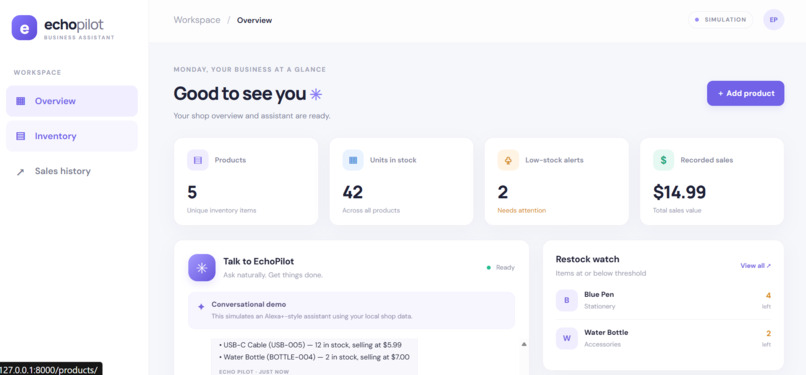 EchoPilot: Alexa+ Hackathon Project – screenshot 1