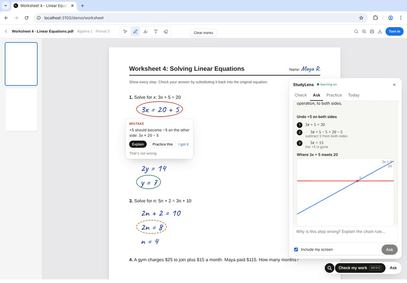 StudyLens: An AI Tutor That Learns How You Think – screenshot 3