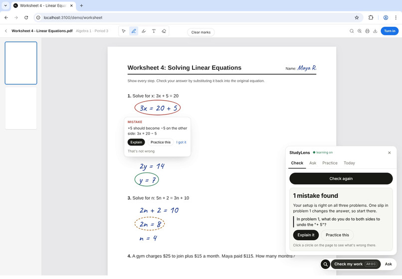 StudyLens: An AI Tutor That Learns How You Think – screenshot 6