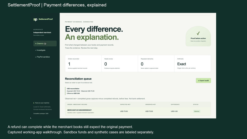 SettlementProof – screenshot 1