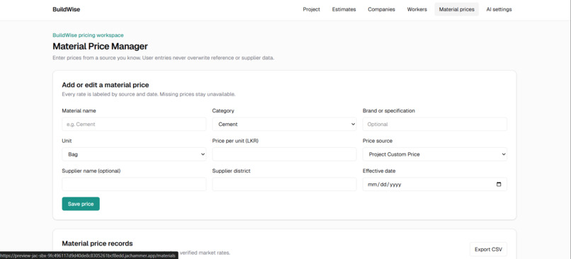 Buildwise – screenshot 2