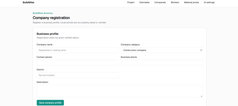 Buildwise – screenshot 3