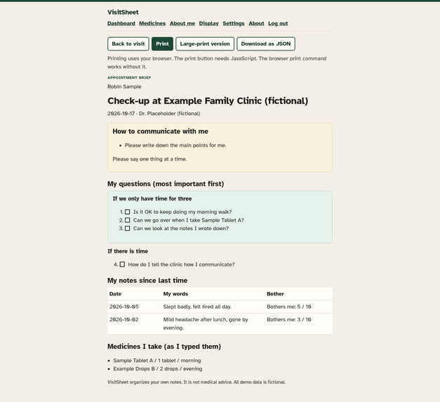 VisitSheet — your appointment on one page – screenshot 1