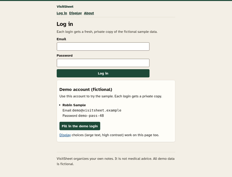 VisitSheet — your appointment on one page – screenshot 2