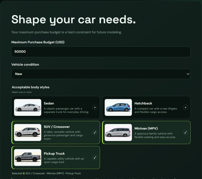 Car DNA — Genetic Algorithms for Smarter Car Choices – screenshot 3