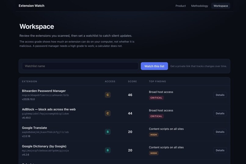 Extension Watch – screenshot 2