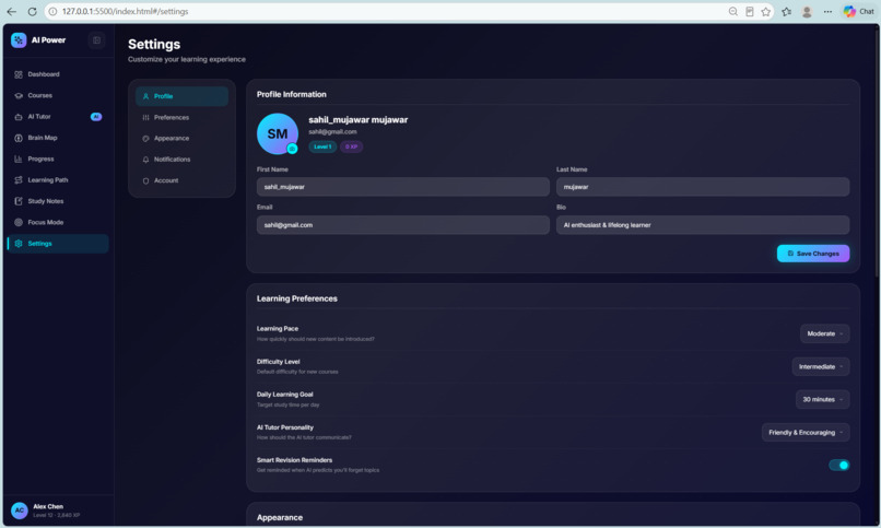 EduAI-personlized-learning-system-using-AI – screenshot 4