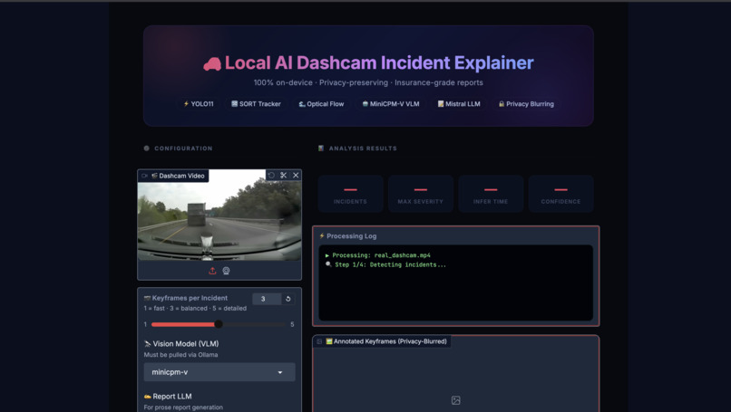 Local AI Dashcam Incident Explainer – screenshot 1