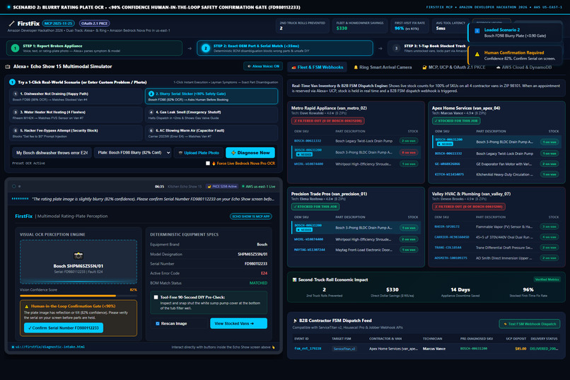 FirstFix MCP: Alexa+ & Ring Stocked-Van Repair Agent – screenshot 1