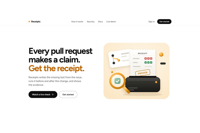 Receipts – screenshot 1