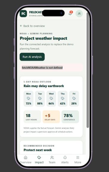 Team Hurricane's Construction Weather Dashboard – screenshot 1