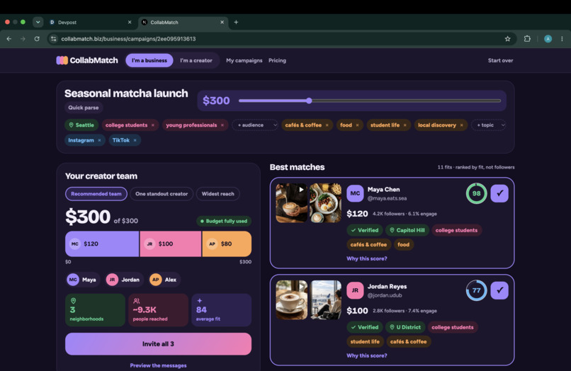 CollabMatch – screenshot 2