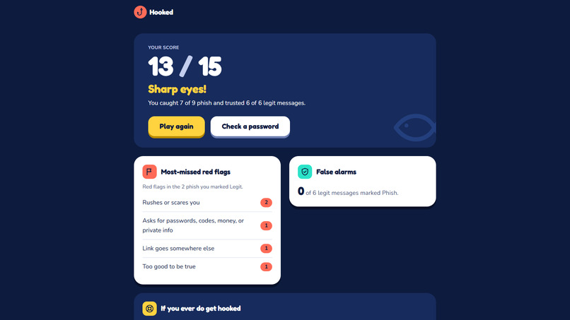 Hooked: Phishing Trainer for Students – screenshot 6
