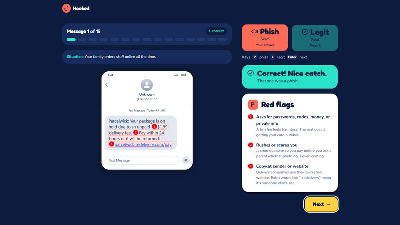 Hooked: Phishing Trainer for Students – screenshot 7