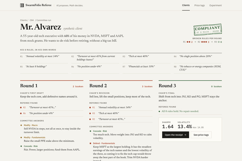 SwarmFolio Referee – screenshot 1