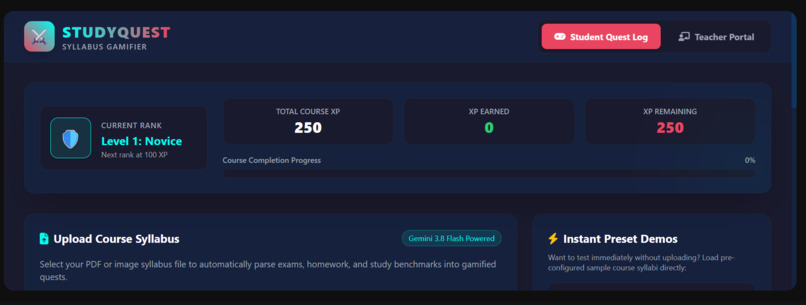 StudyQuest Application – screenshot 1