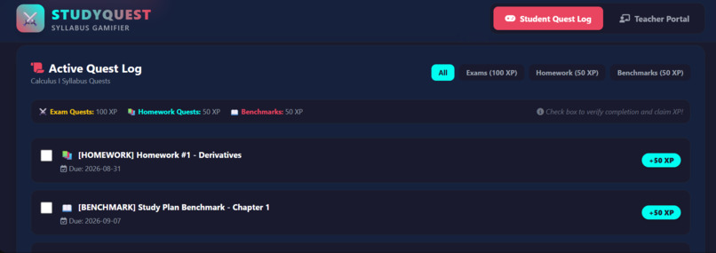 StudyQuest Application – screenshot 3