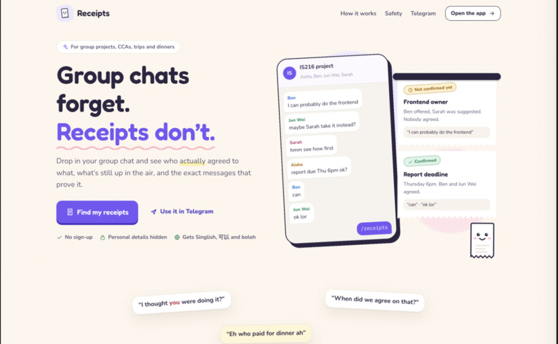 Receipts – screenshot 1