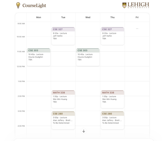 CourseLight - Lehigh MCP – screenshot 1