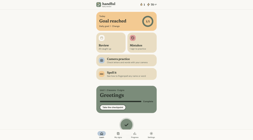 Handful - ASL Learning App – screenshot 1